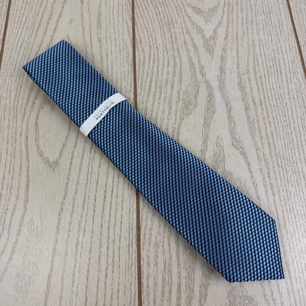 762 Perry Ellis Portfolio Men's Tie Cutler Mini 410 Navy Blue $55 Polyester